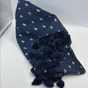 Navy Scarf Wrap with Silver Accents